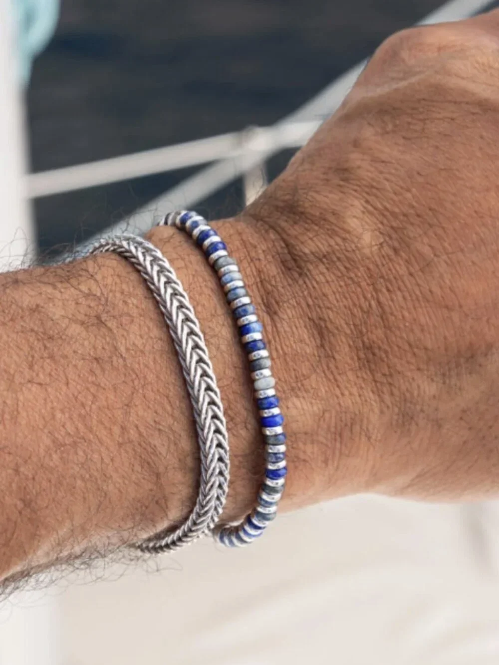 Pig and Hen sterling silver men chain bracelet